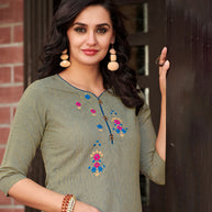 Laxmipati Cotton Textured Grey Kurti