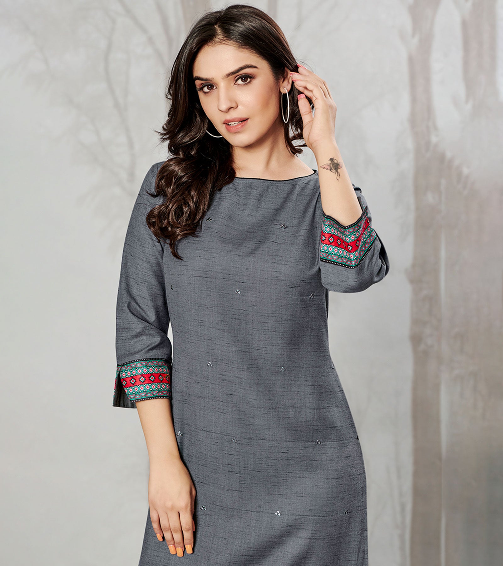 Buy Grey Kurtis & Tunics for Women by VOOLKA Online | Ajio.com
