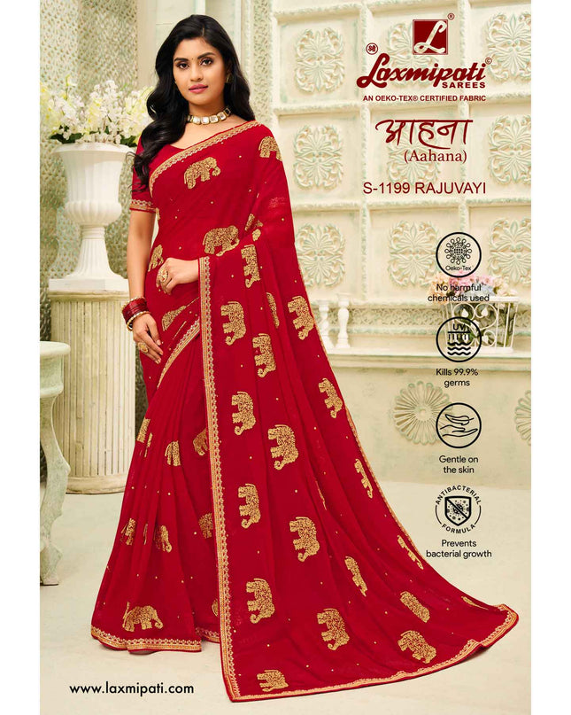 Laxmipati Aahana S-1199 Chiffon Red Saree
