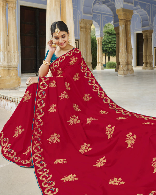 Laxmipati Tangail Silk Red Saree