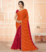 Laxmipati Chiffon Red & Orange Saree