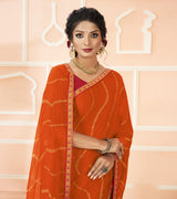 Laxmipati Chiffon Red & Orange Saree