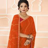 Laxmipati Chiffon Red & Orange Saree