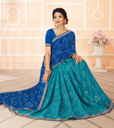 Laxmipati Chiffon Firozi & Blue Saree