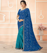 Laxmipati Chiffon Firozi & Blue Saree