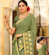 Laxmipati Chiffon Olive Green Saree