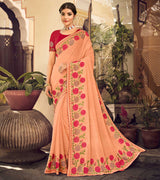 Laxmipati Chiffon Peach  Saree