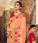 Laxmipati Chiffon Peach  Saree