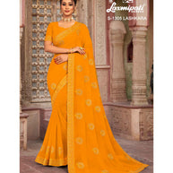 Laxmipati Yellow Lashkara S-1305 Georgette Gold Sarees
