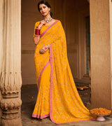 Laxmipati Aradhana Chiffon  Gold Zari Work Embroidery, Stone Work Saree