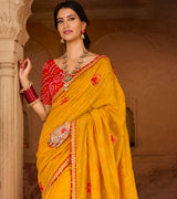 Laxmipati Aradhana Chiffon  Gold Zari Work Embroidery, Stone Work Saree