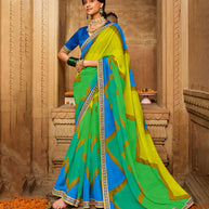 Laxmipati Aradhana Chiffon  Multicolor Stone Work,Zari Work Border Saree