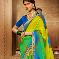 Laxmipati Aradhana Chiffon  Multicolor Stone Work,Zari Work Border Saree