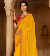 Laxmipati Aradhana Chiffon  Gold Zari Work Embroidery, Stone Work Saree