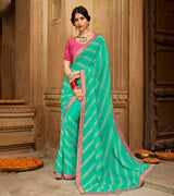 Laxmipati Aradhana Chiffon  Sea Green Zari Work Embroidery, Stone Work Saree